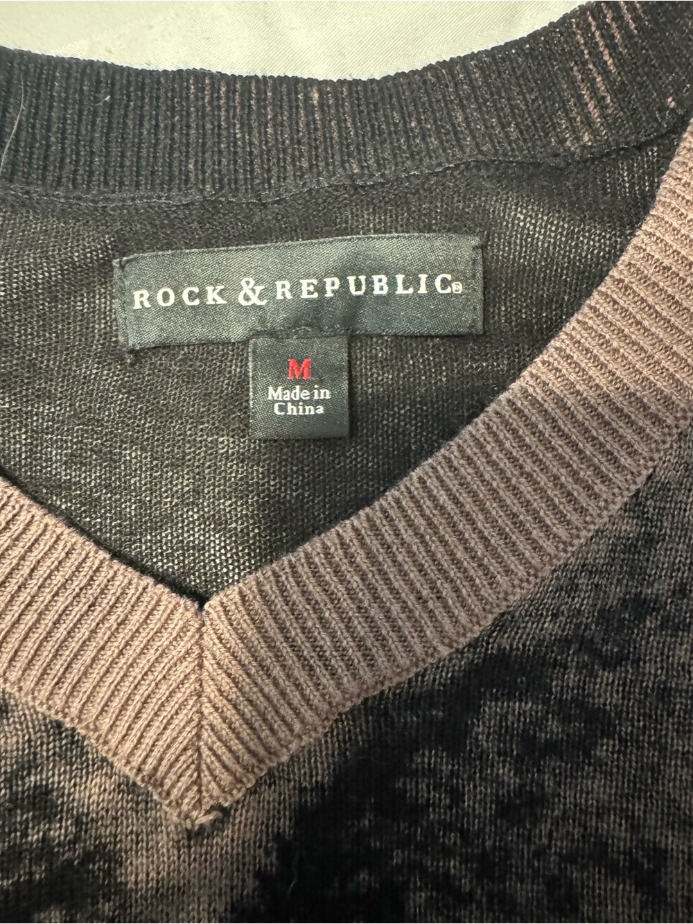 Rock & Republic V-Neck Sweater in Purple and Brown